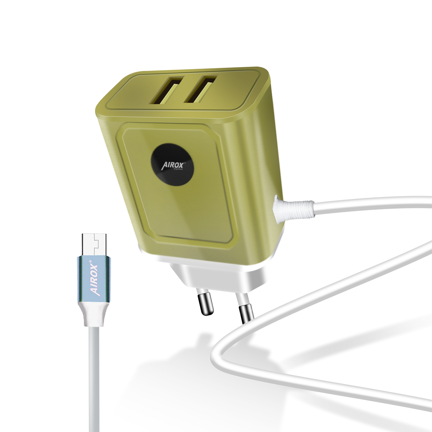 Airox CH30 Fast Charger - 2 USB Ports + 1 V8 Cable | Smart Output for Versatile Charging